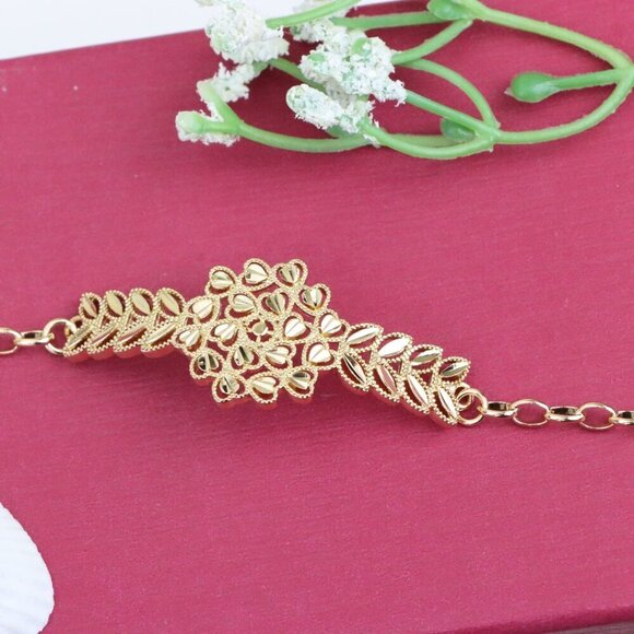 "Elegant Floral Leaf Rose Gold Bracelet with Adjustable, XPBL1137 - Picture 12 of 13